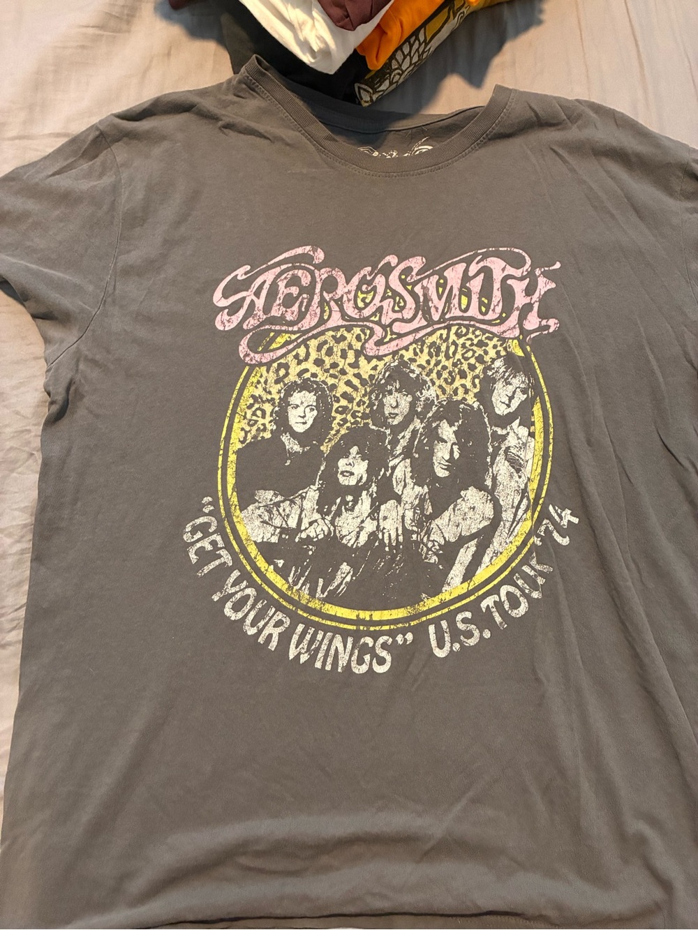 Kids' Gray Graphic T-Shirt - Pink & Yellow Logo